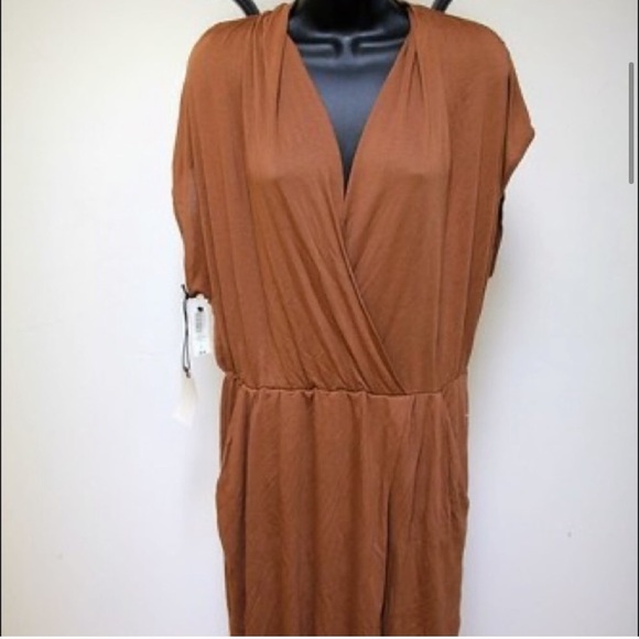 Wilfred Wrap Dress Short Sleeve Brown Size Medium - Picture 3 of 12